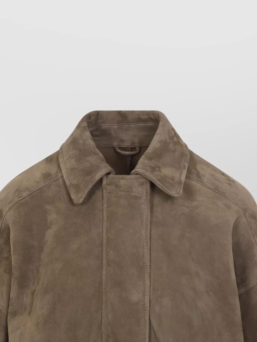 Brunello Cucinelli Suede Leather Single Breasted Coat