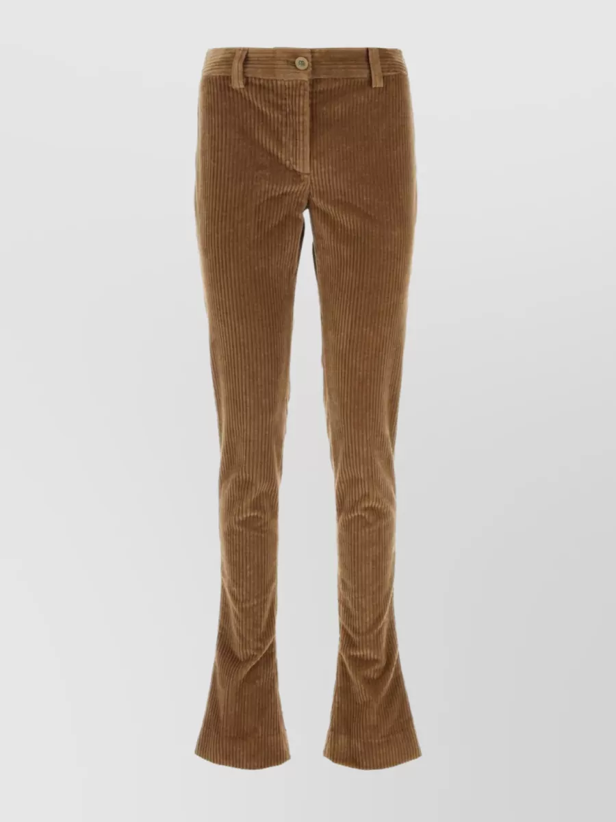 Shop Dolce & Gabbana Flared Corduroy Trousers With Belt Loops In Brown