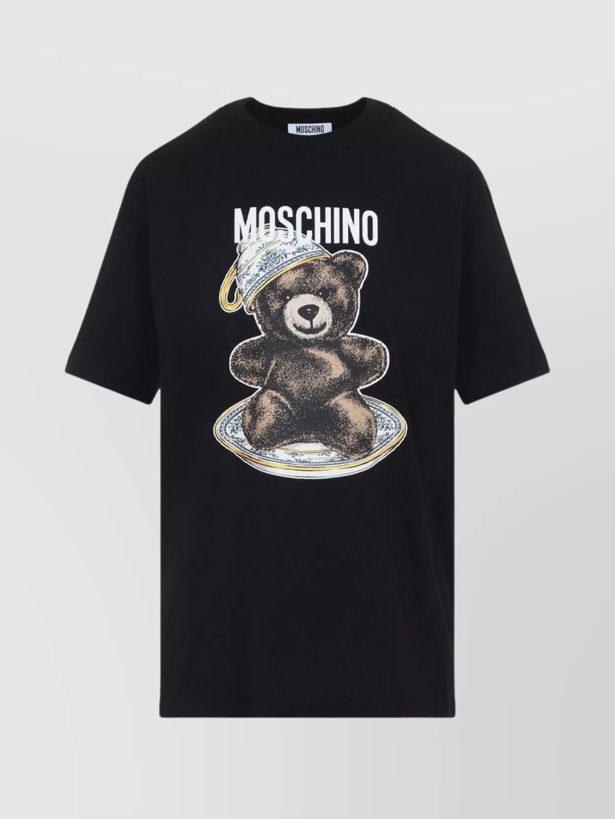 Moschino Black Cotton T-shirt With Playful Bear Graphic In Black