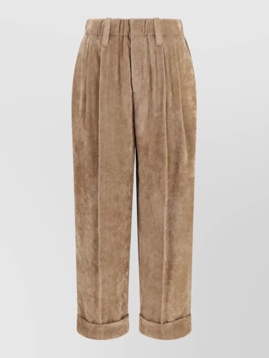 Brunello Cucinelli corduroy high-rise wide-leg tailored trousers