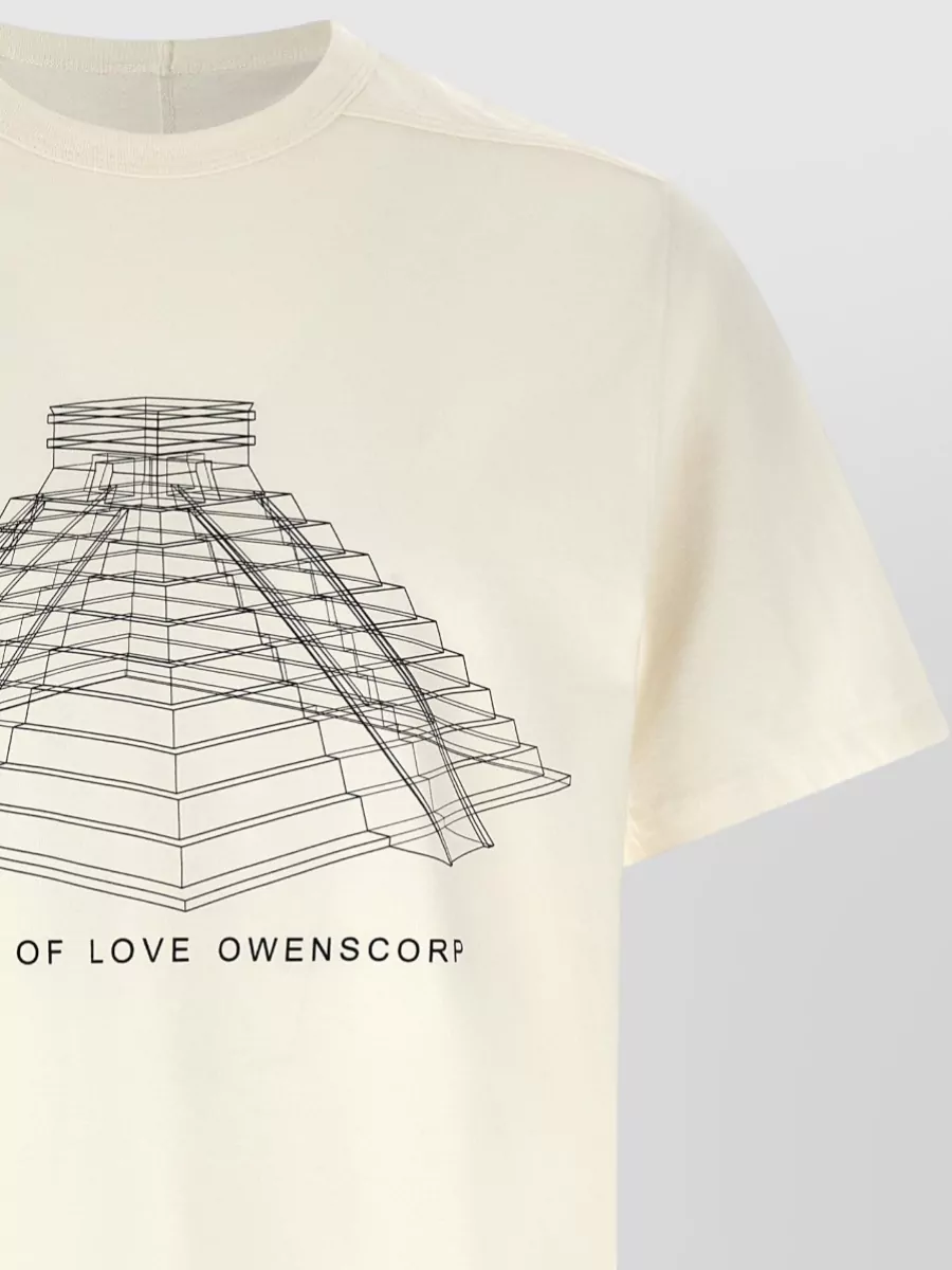 Rick Owens Cotton Temple Of Love Printed Crew Neck Short Sleeve T-Shirt