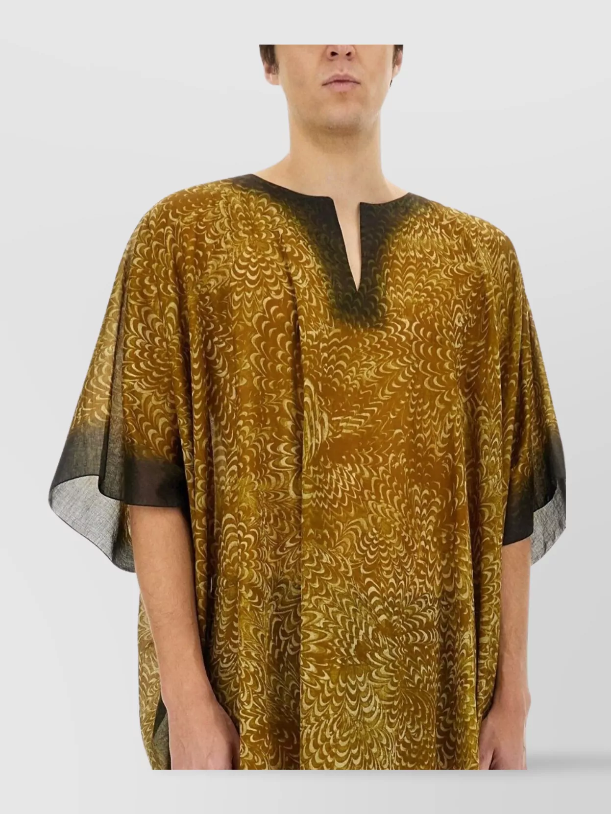 Dries Van Noten Sheer Knee-Length Kaftan Side Slits