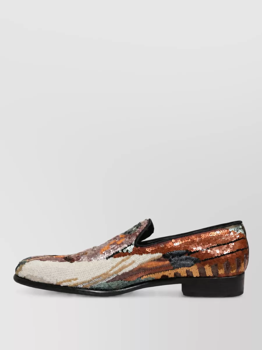 Dolce&Gabbana leather embroidered sequin slippers