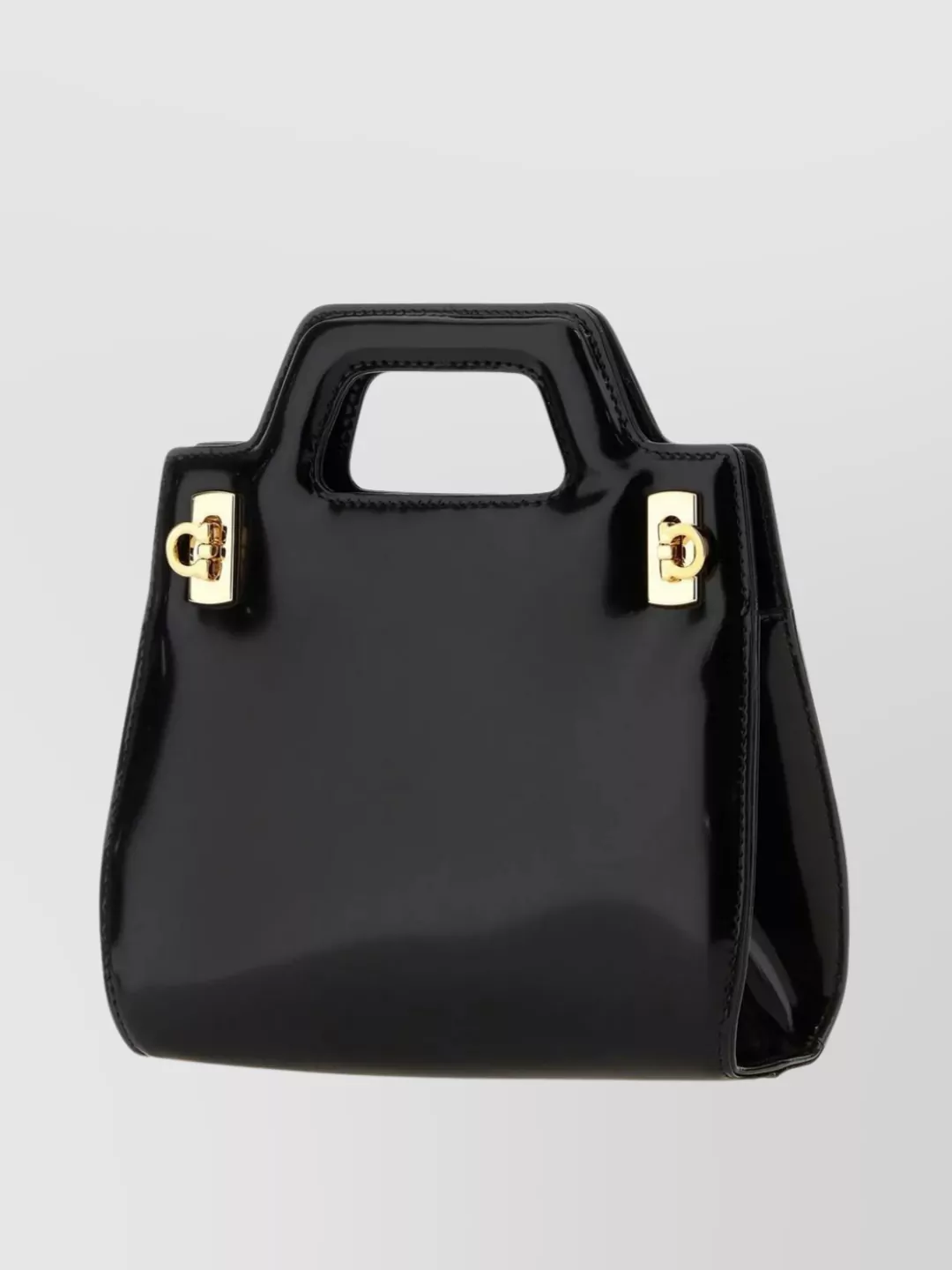 Ferragamo Glossy Finish Mini Handbag With Gold Hardware