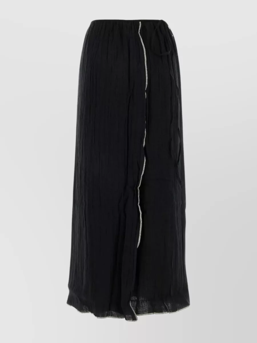 Shop Baserange Shok Linen And Cotton Skirt In Black