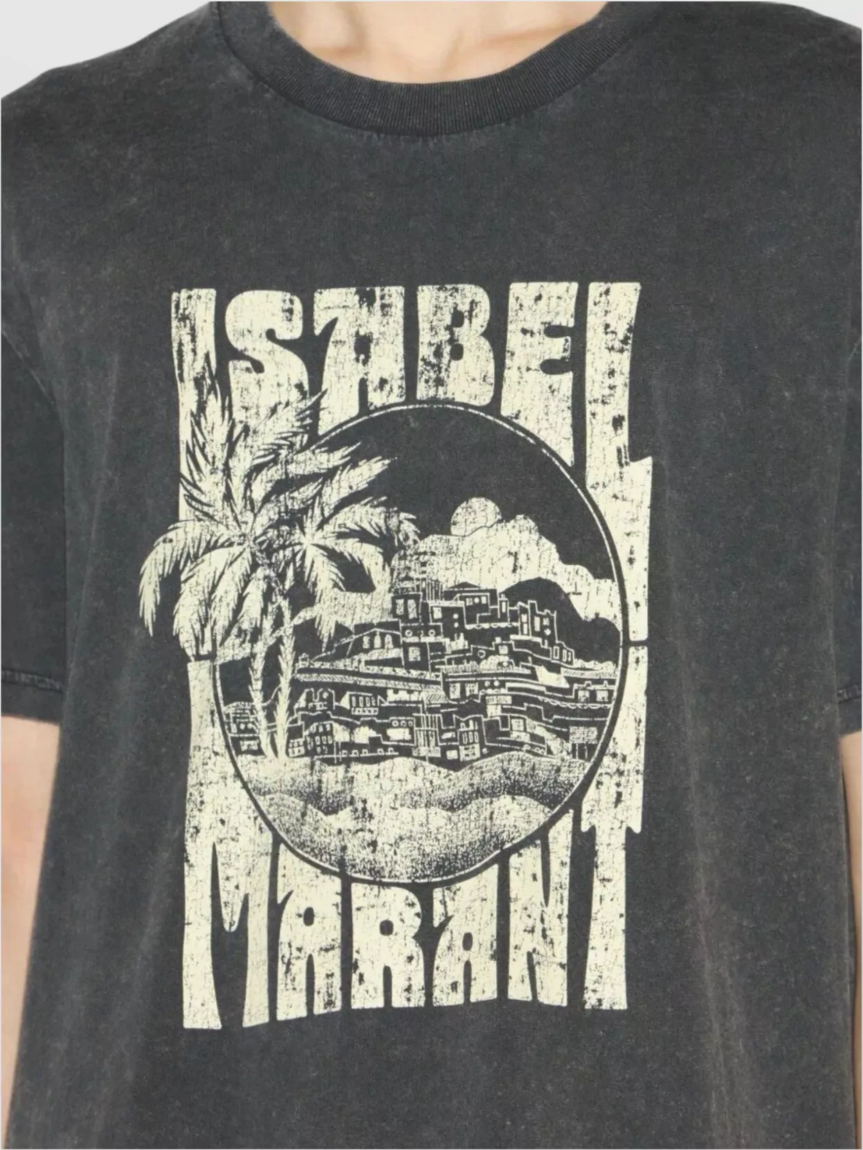 Isabel Marant Graphic Print Crewneck Short Sleeve T-shirt In Gray