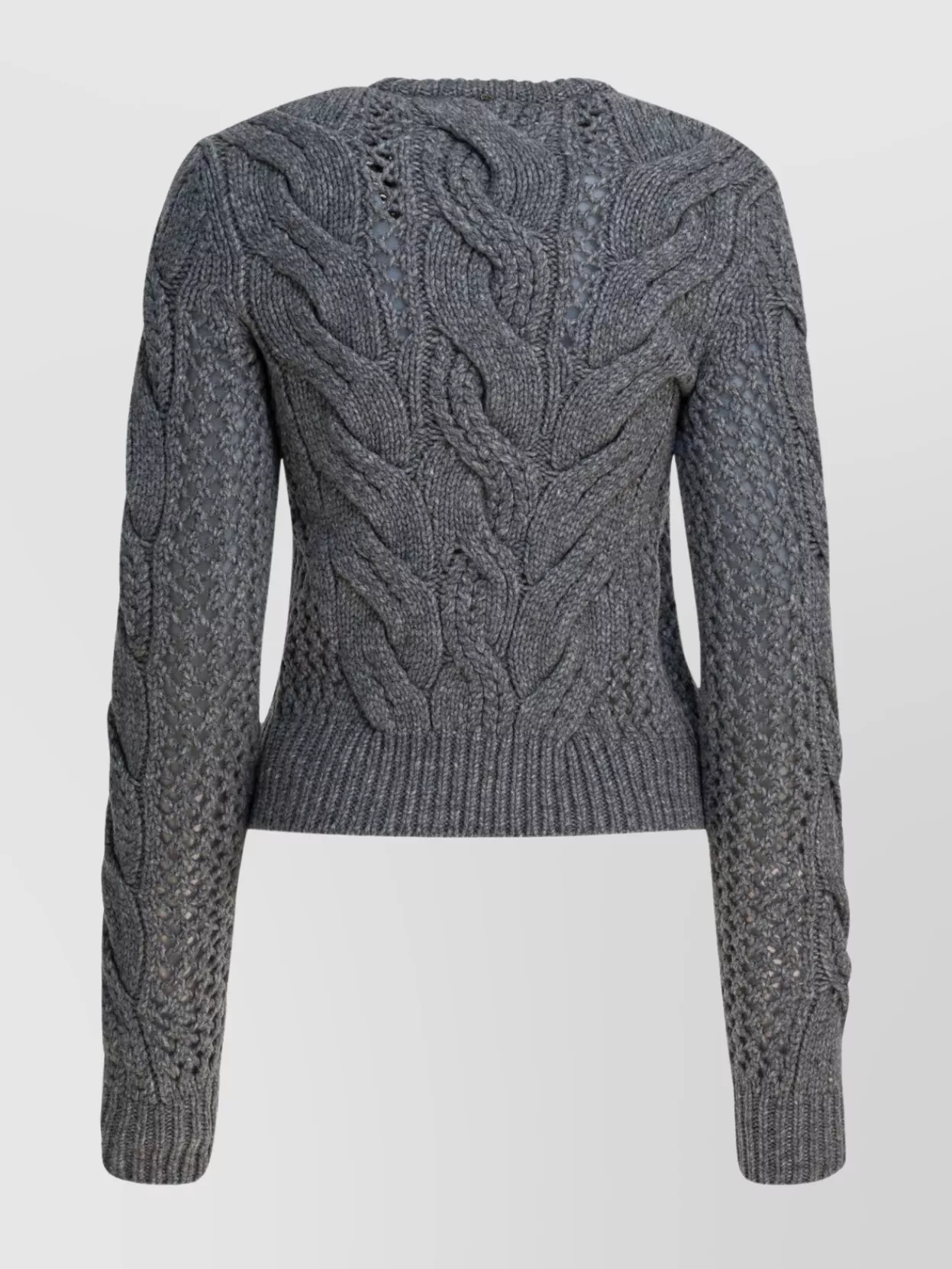 Sportmax Wool-blend Crewneck Sweater With Braids In Gray