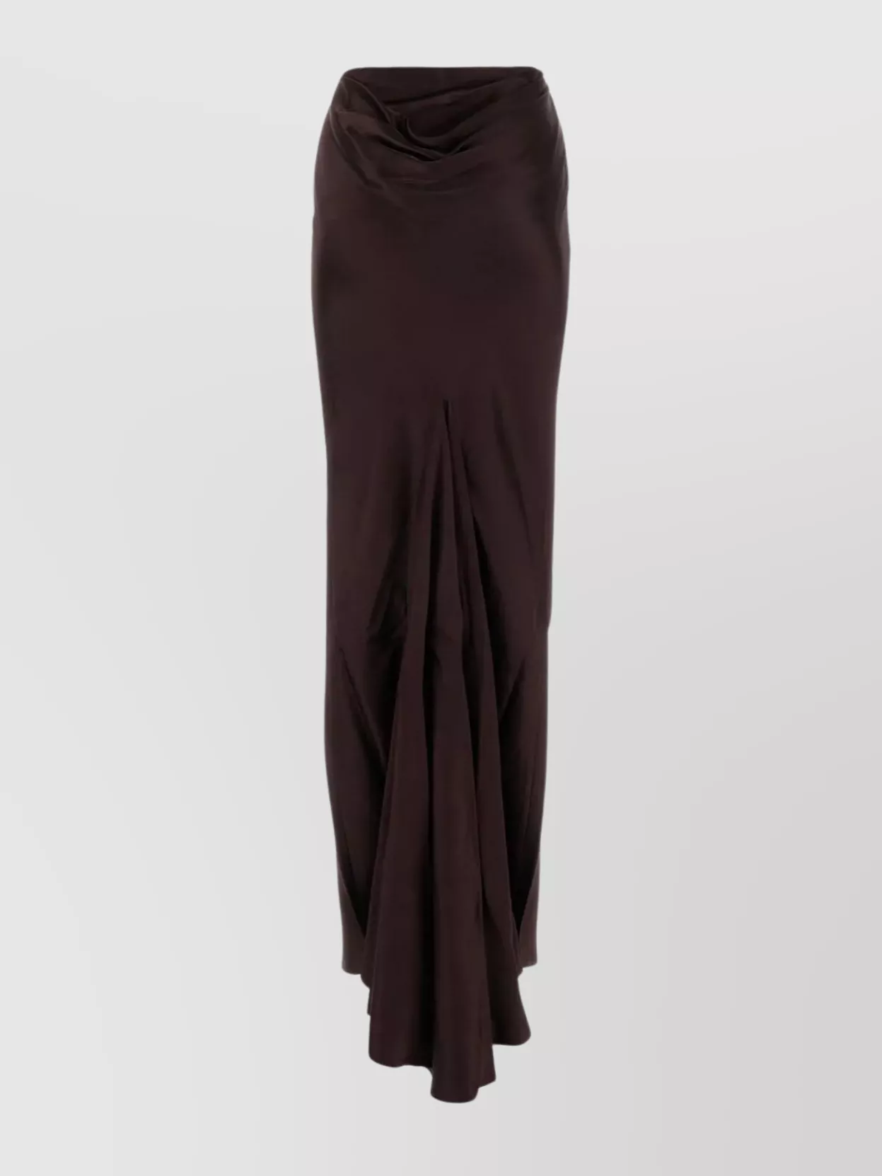 Shop Ann Demeulemeester Viscose Satin Draped Asymmetric Skirt In Burgundy