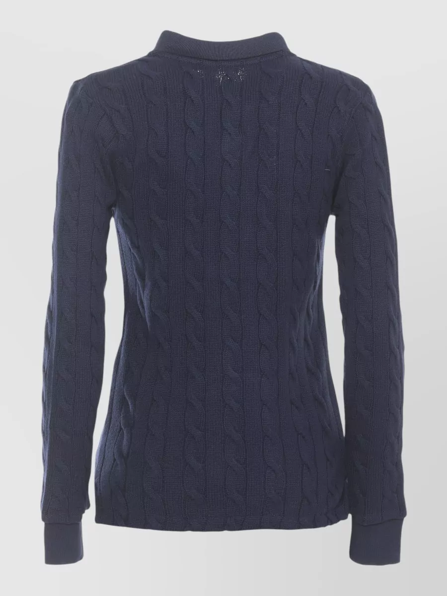 Ralph Lauren Cable-Knit Long-Sleeve Polo Top