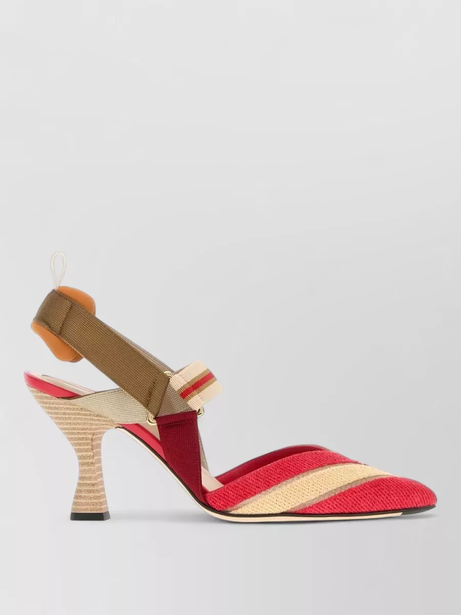 Fendi embroidered raffia sandals