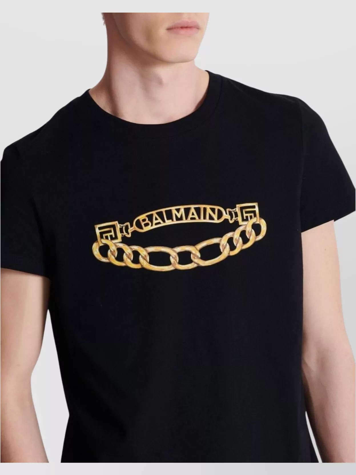 Balmain Crew Neck Graphic Print Short Sleeves
