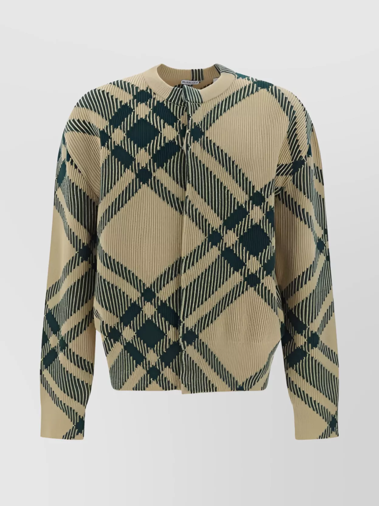 Burberry Geometric Pattern Ribbed Wool Cardigan