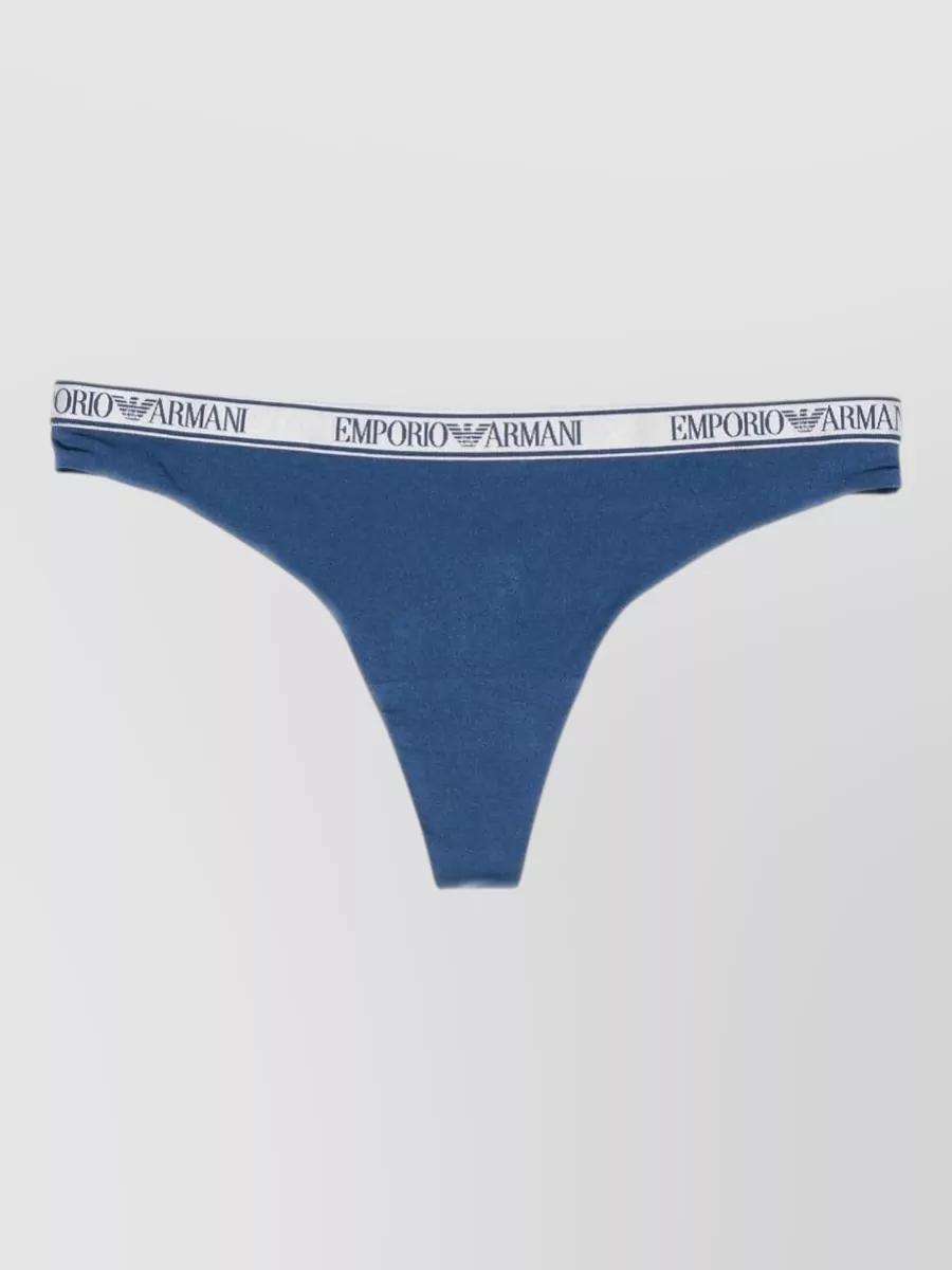 Emporio Armani cotton logo-waistband thong