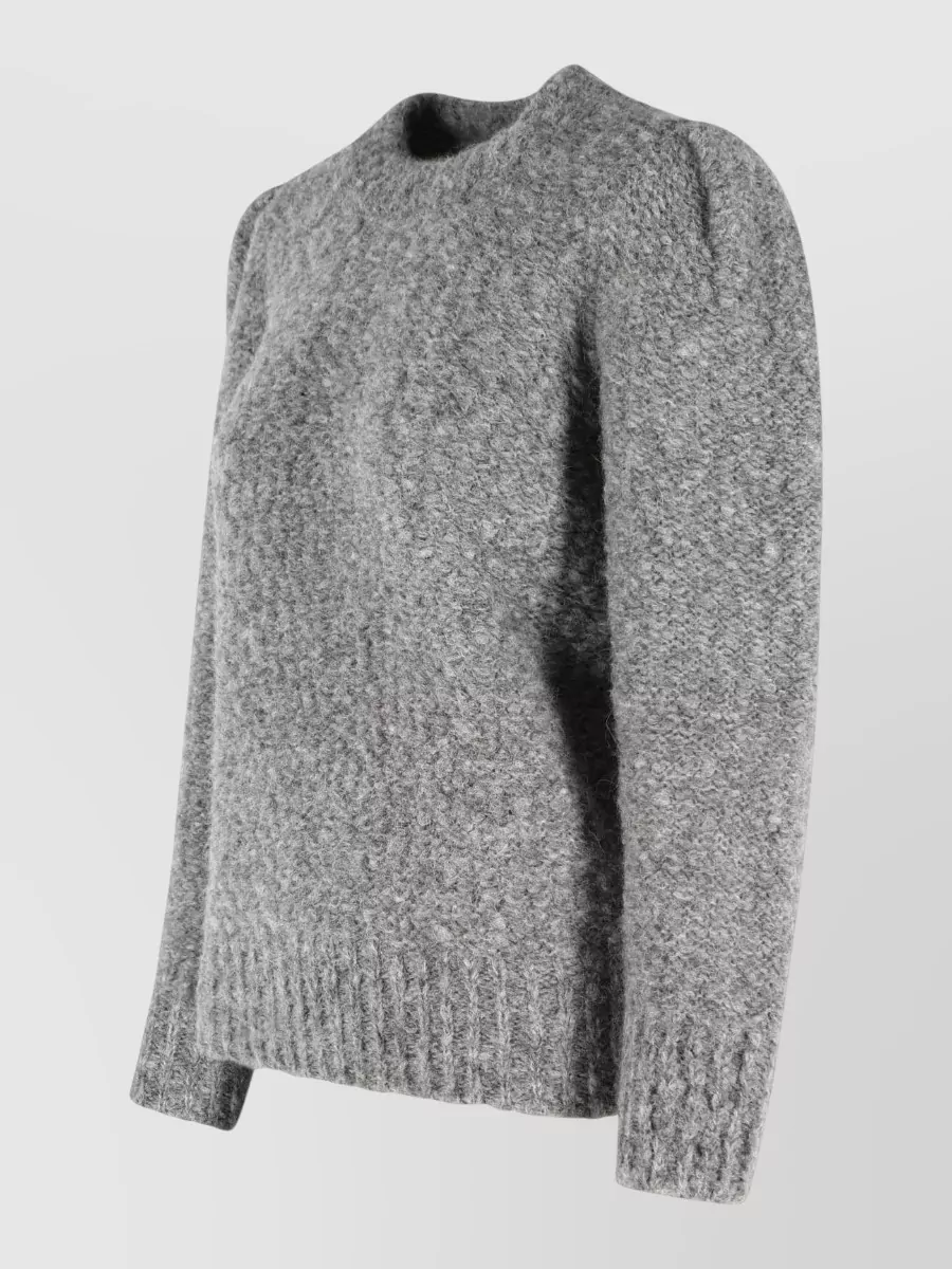 Isabel Marant Wool Blend Textured Knit Crew Neck Sweater