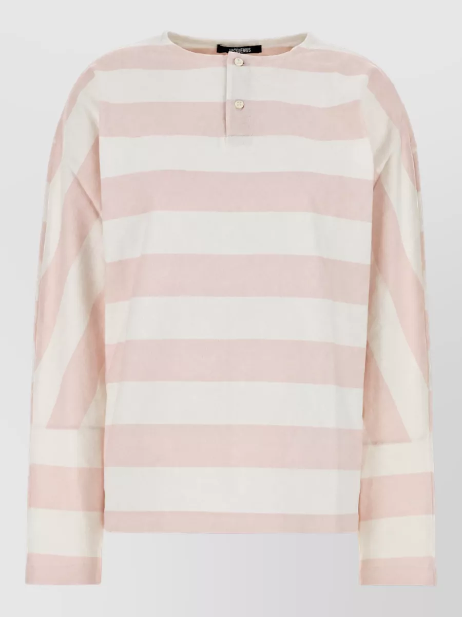 Jacquemus striped cotton long-sleeve knitted top