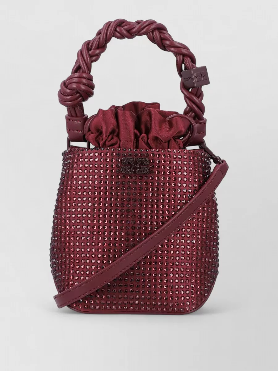 Ganni Bou Mini Crystal-Embellished Bucket Bag