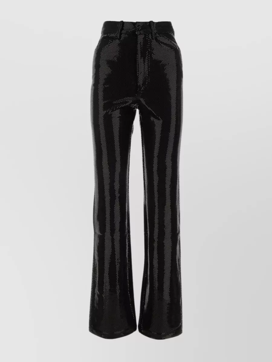 Shop Rotate Birger Christensen Jersey Flared High-waisted Pant In Black