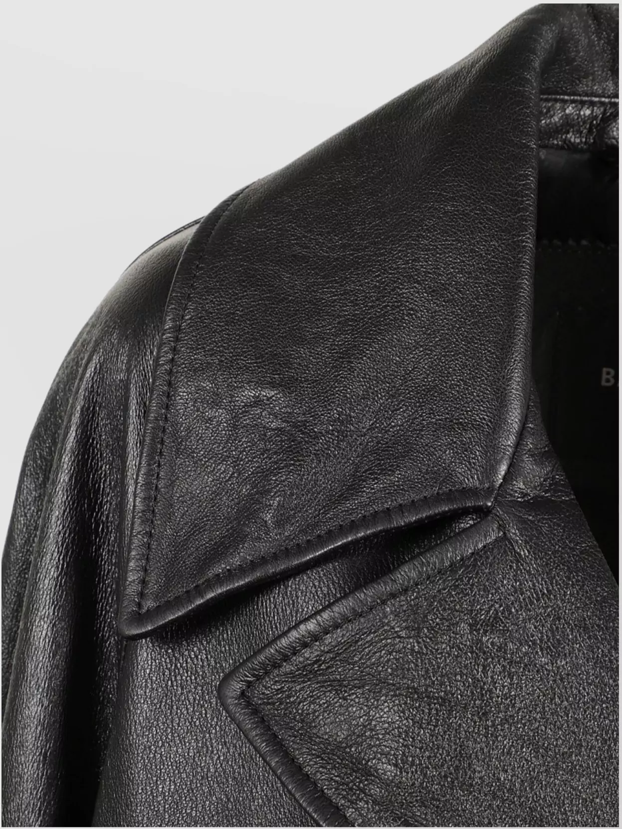 Balenciaga Long Belted Peacoat Leather Texture