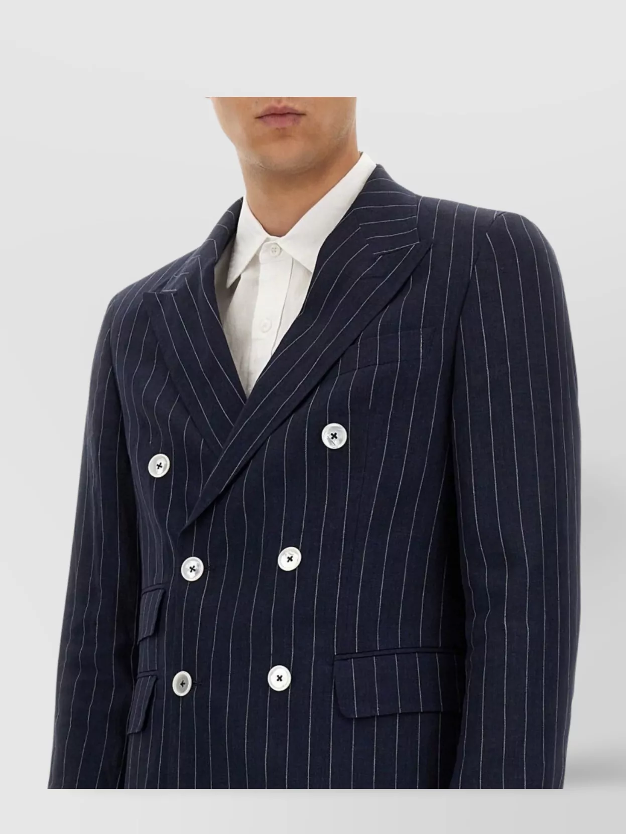 Boss Striped Lapel Double-Breasted Suit