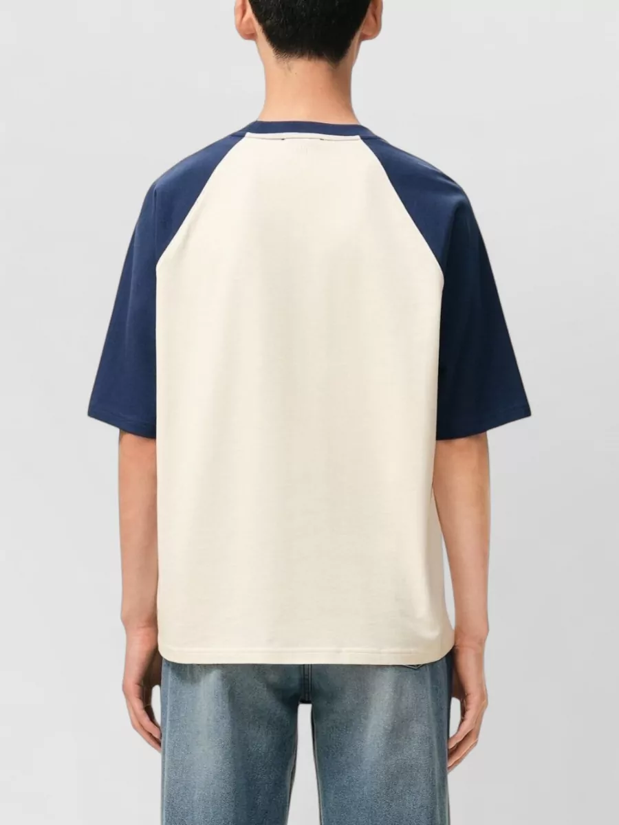 Ami Paris Ami De Coeur Contrast Sleeve Cotton T-Shirt