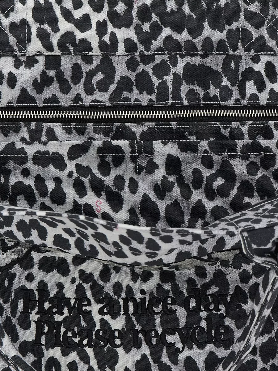 Ganni Leopard Sequin Xxl Tote Bag Shopping