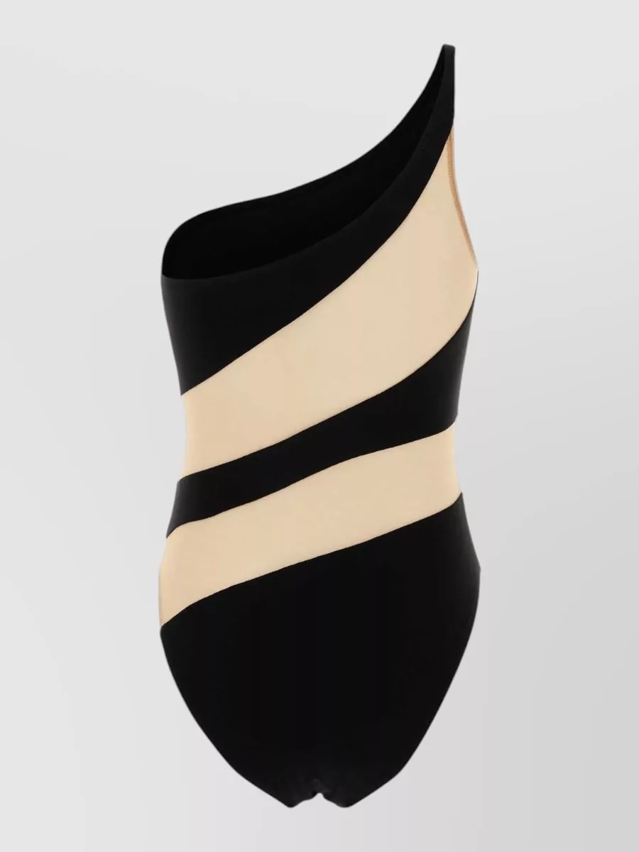 Norma Kamali Asymmetric One-Shoulder Panelled Bodysuit