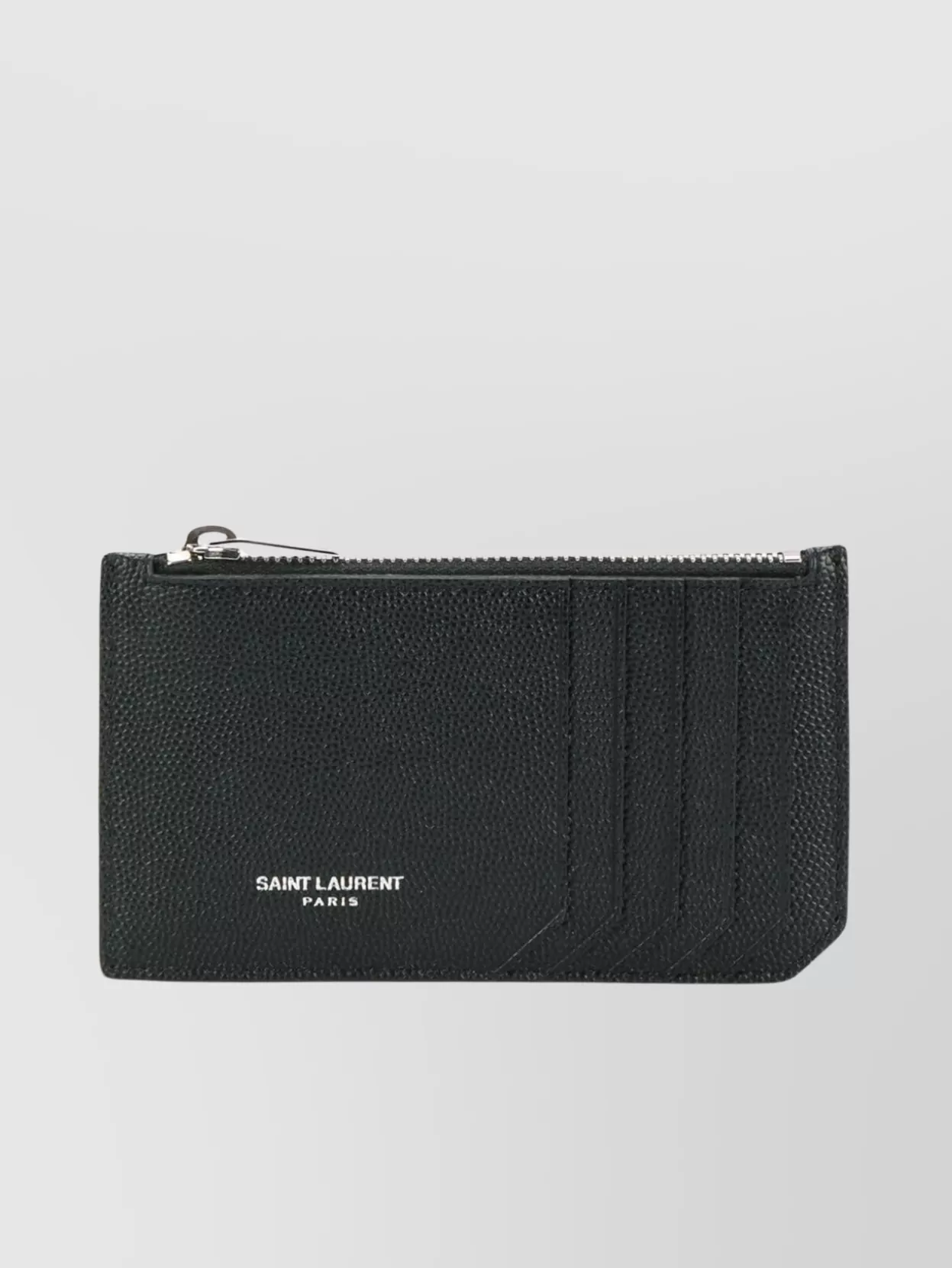 Shop Saint Laurent Compact Leather Card Holder In Black