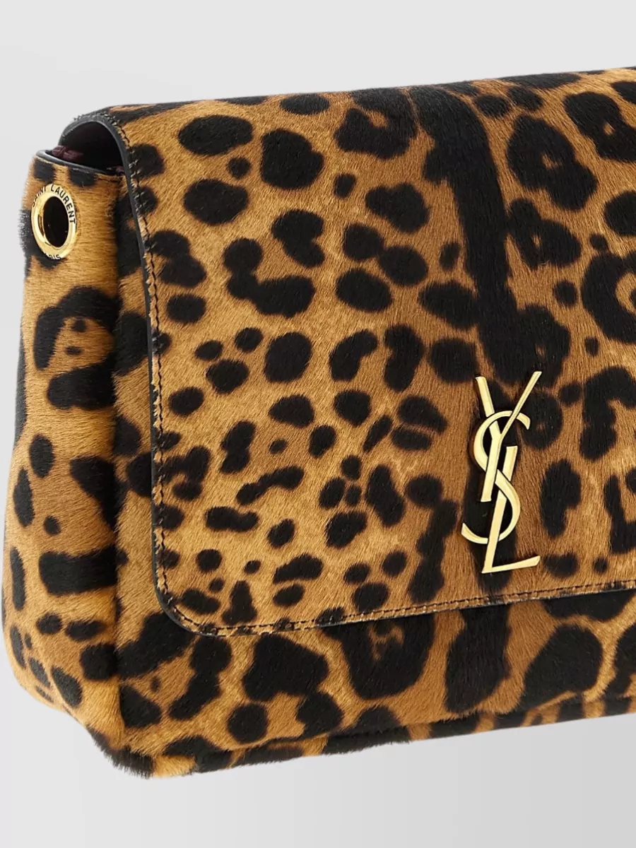 Saint Laurent Leopard Print Crossbody Bag With Chain Strap