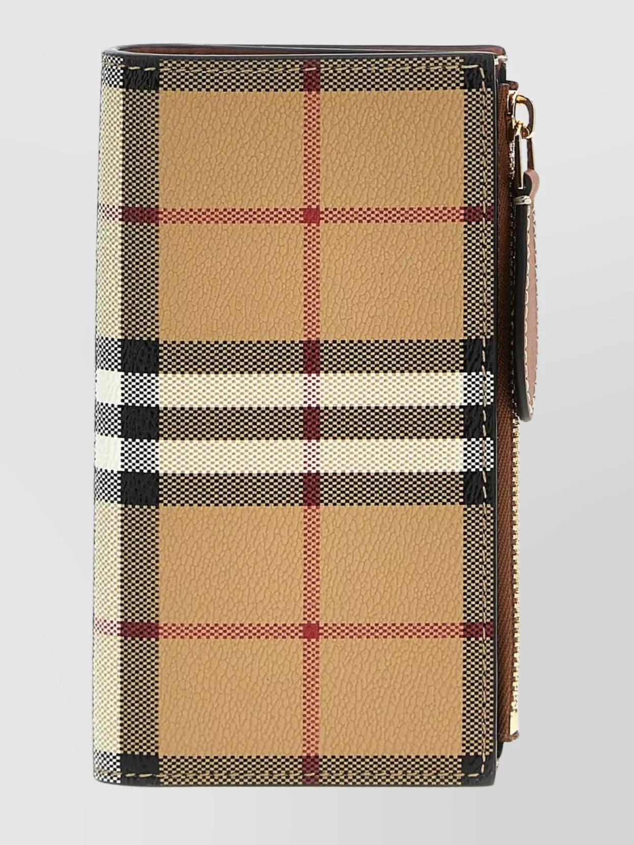 Shop Burberry Leather-trimmed Checkered Pattern Wallet