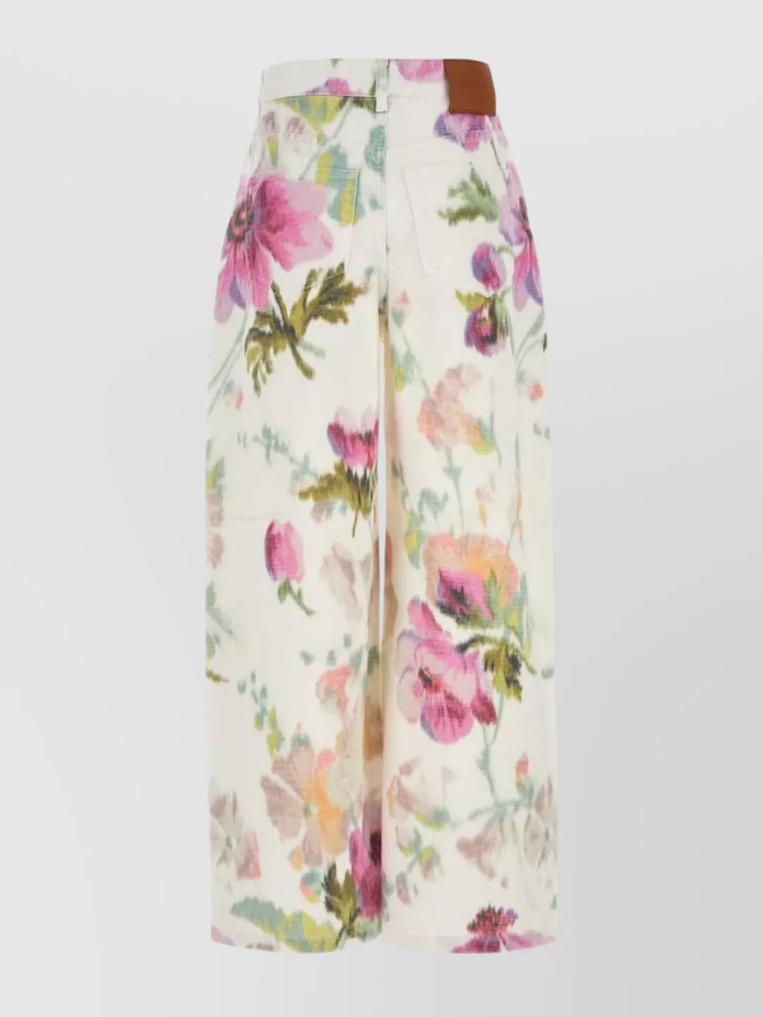 Loewe Floral Print Wide Leg Denim Trousers In Multi