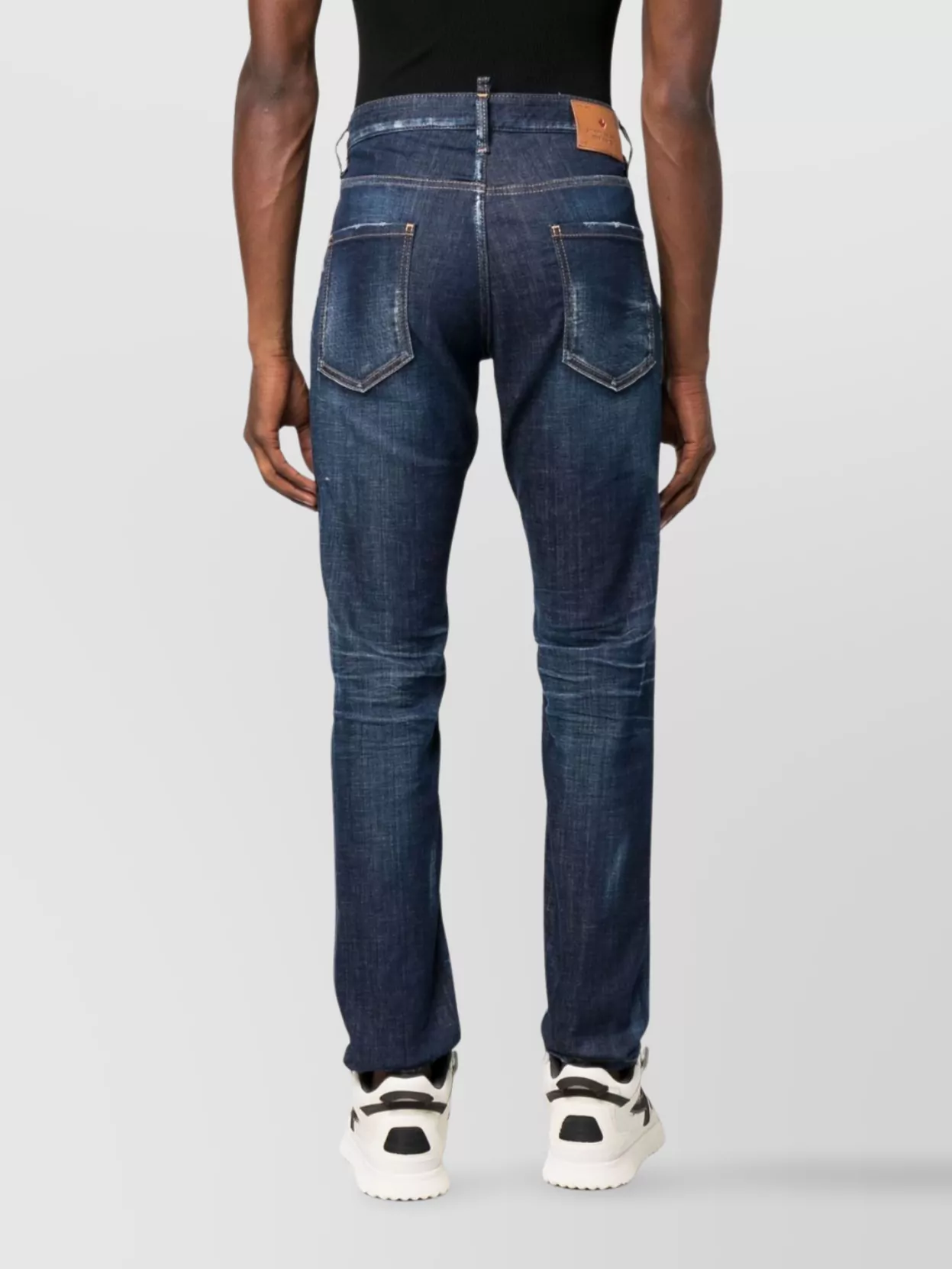 Dsquared2 Distressed Five-Pocket Jeans Leather Patch