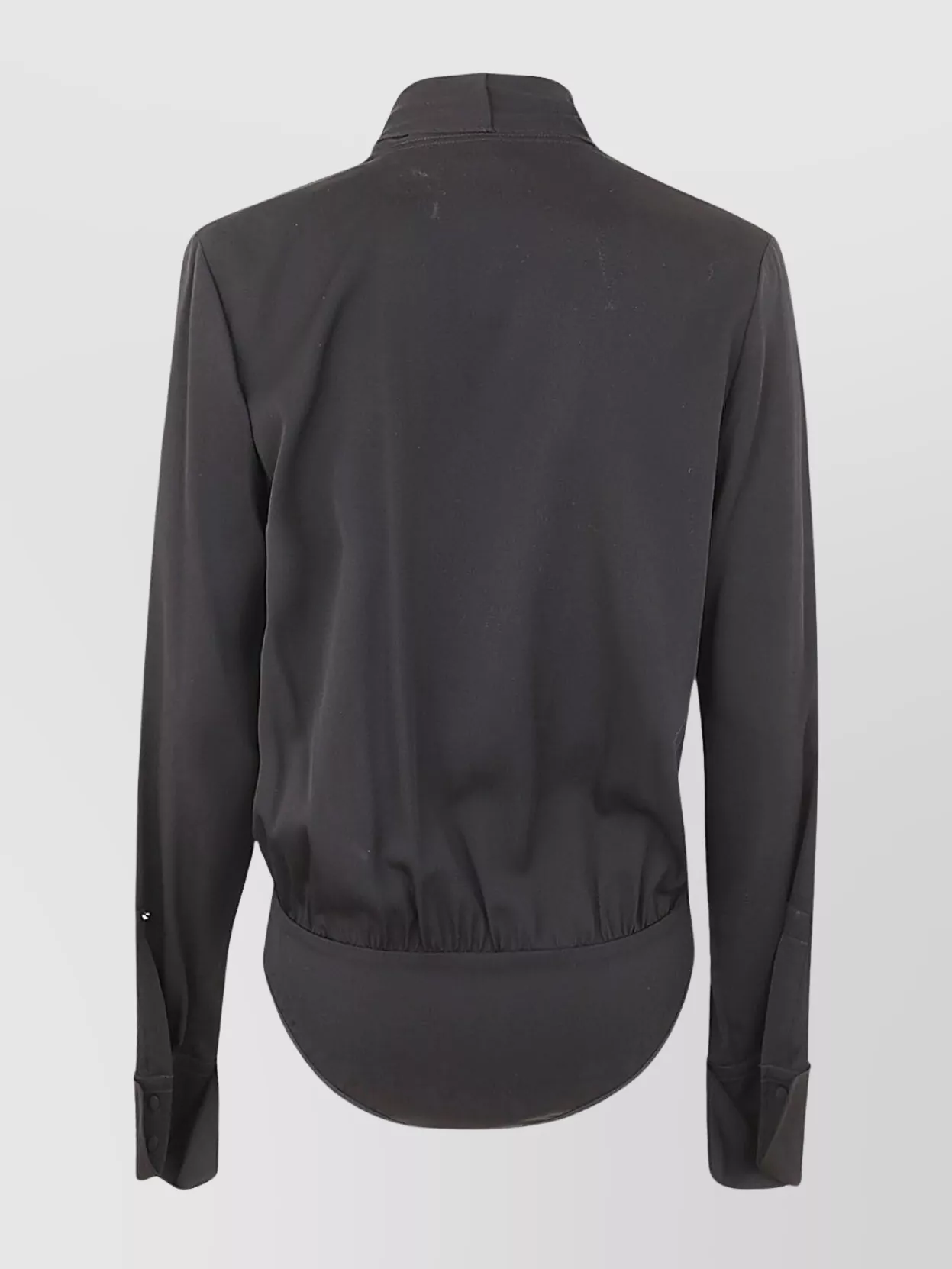 Sportmax Draped Long Sleeve Body Shirt With Bow In Gray