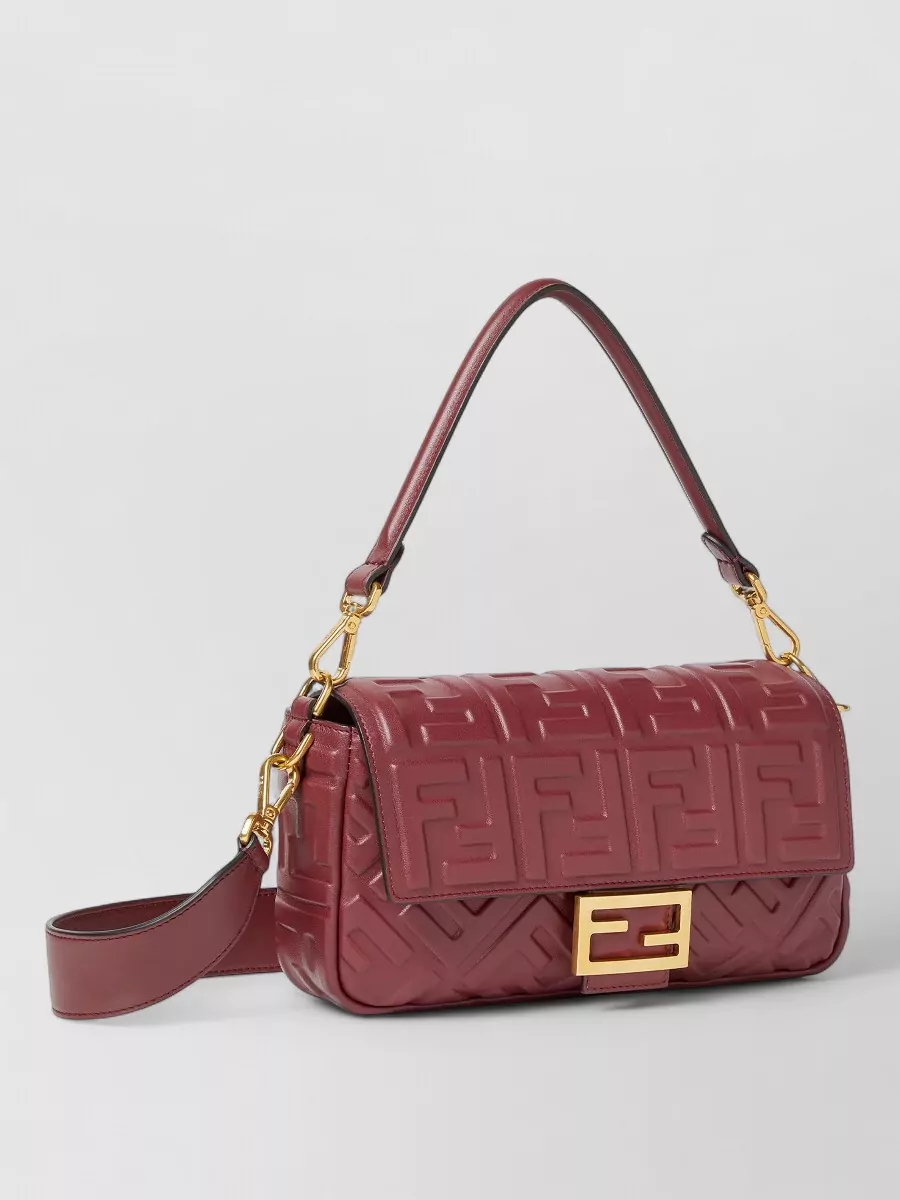 Fendi Mykonos Baguette Shoulder Bag Gold Hardware