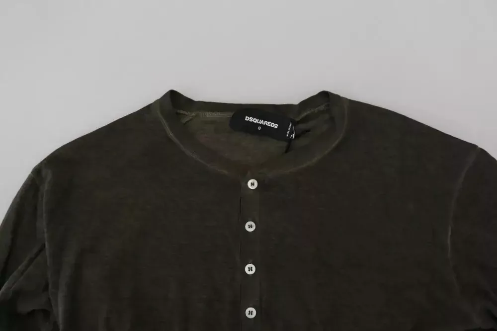 Dsquared2 Cotton Linen Long-Sleeve Henley T-Shirt
