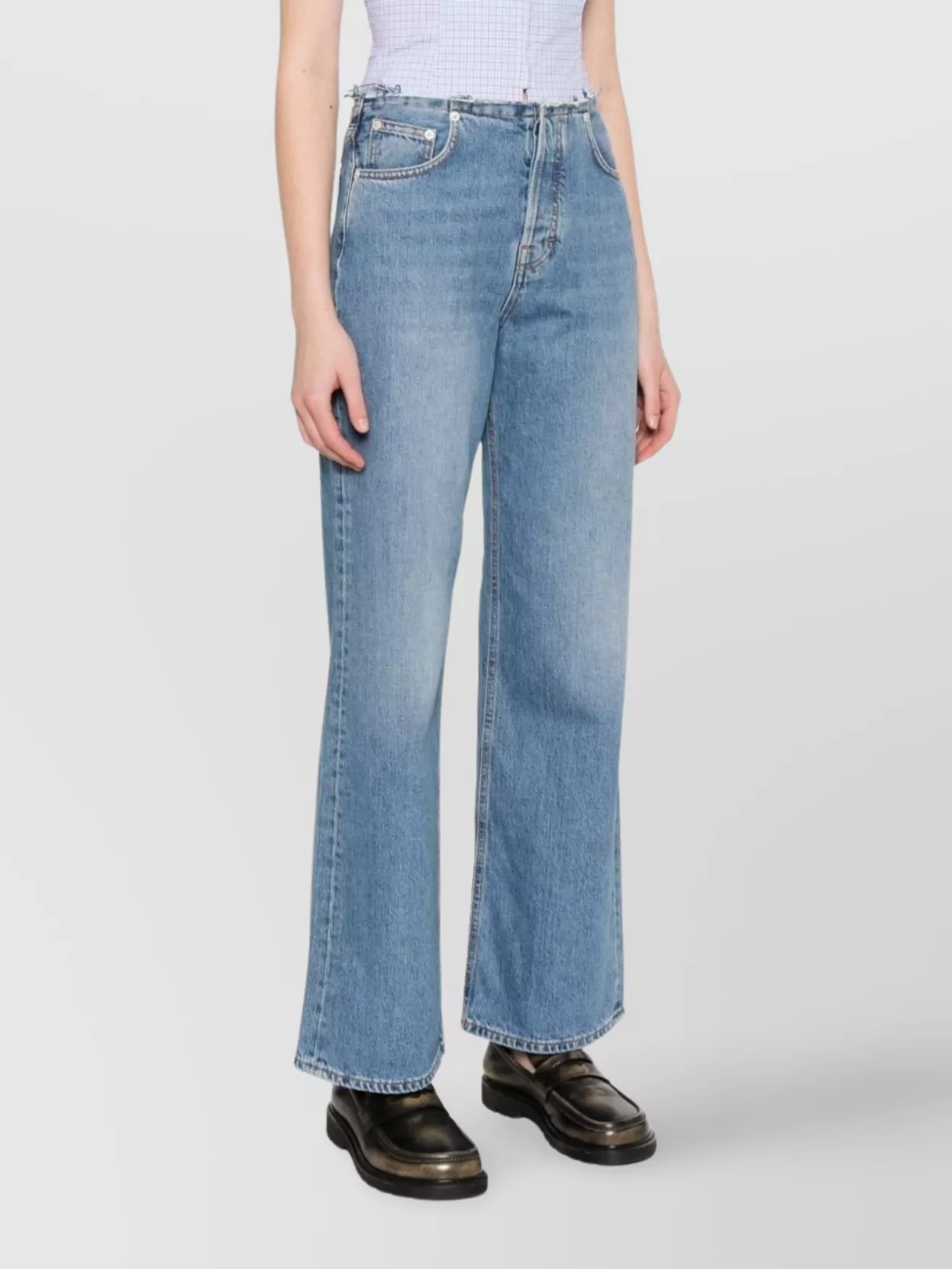 Haikure Wide-Leg Jeans With Frayed Edges