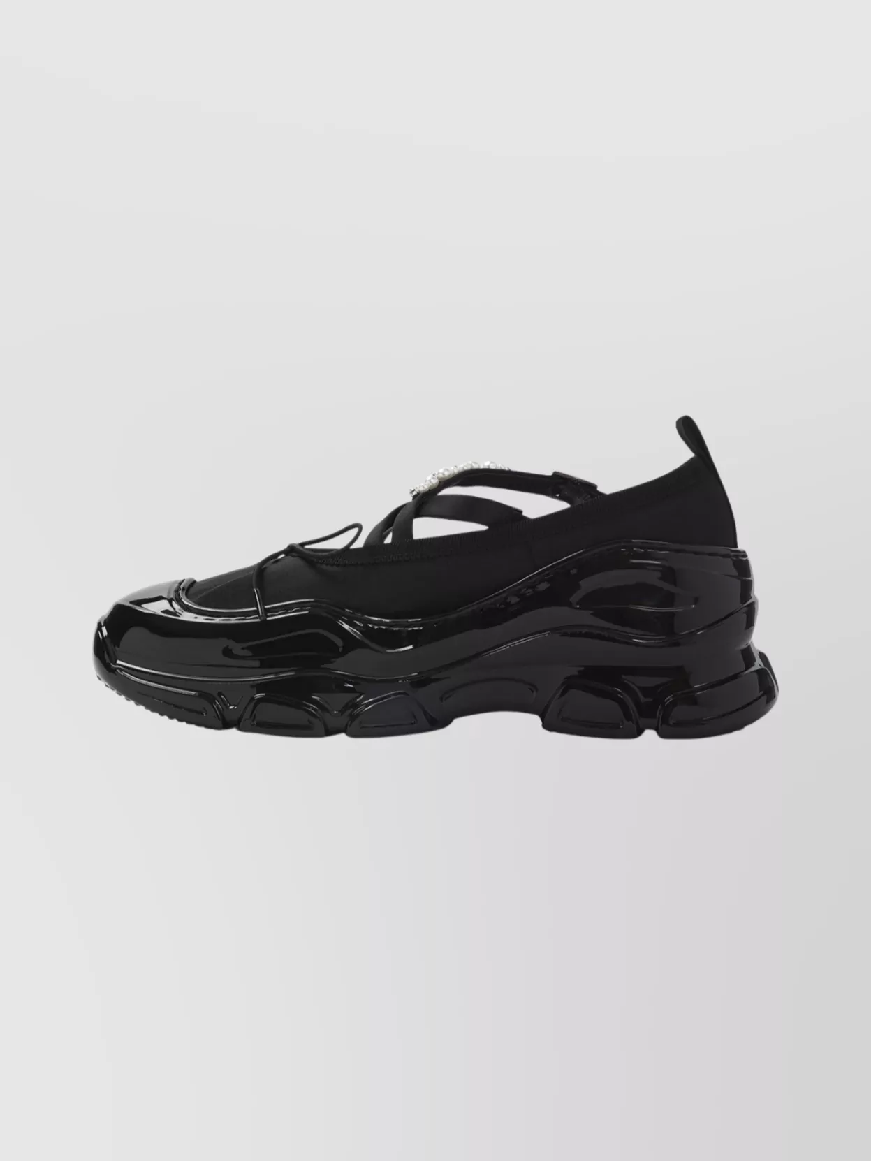 Simone Rocha Criss Cross Ballerina Shoes With Pearl Embellishments