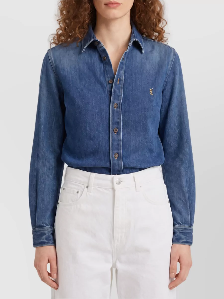 Saint Laurent Cropped Denim Shirt