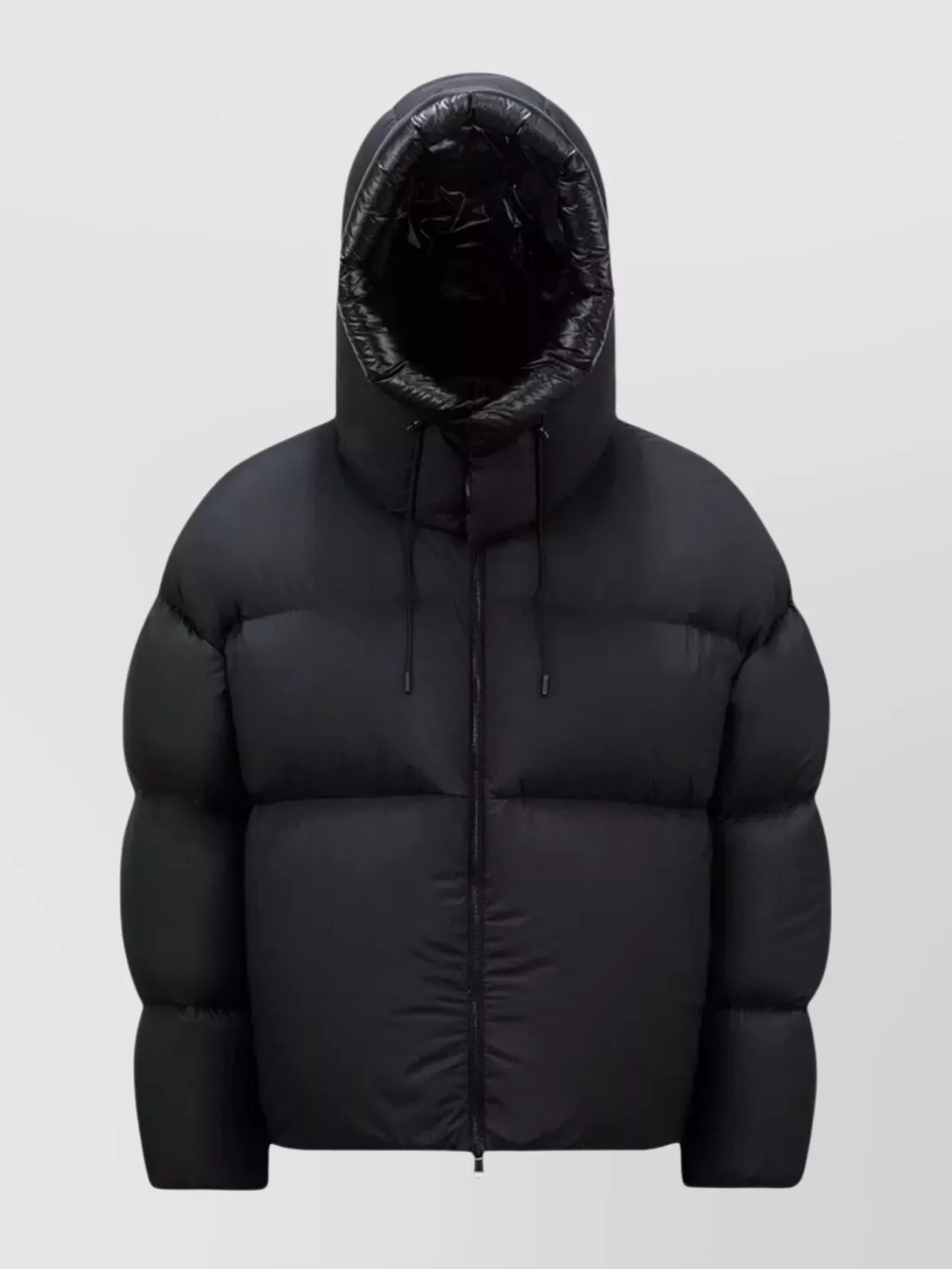 Shop Moncler Genius Short Down Jacket With Hood And Elastic Cuffs