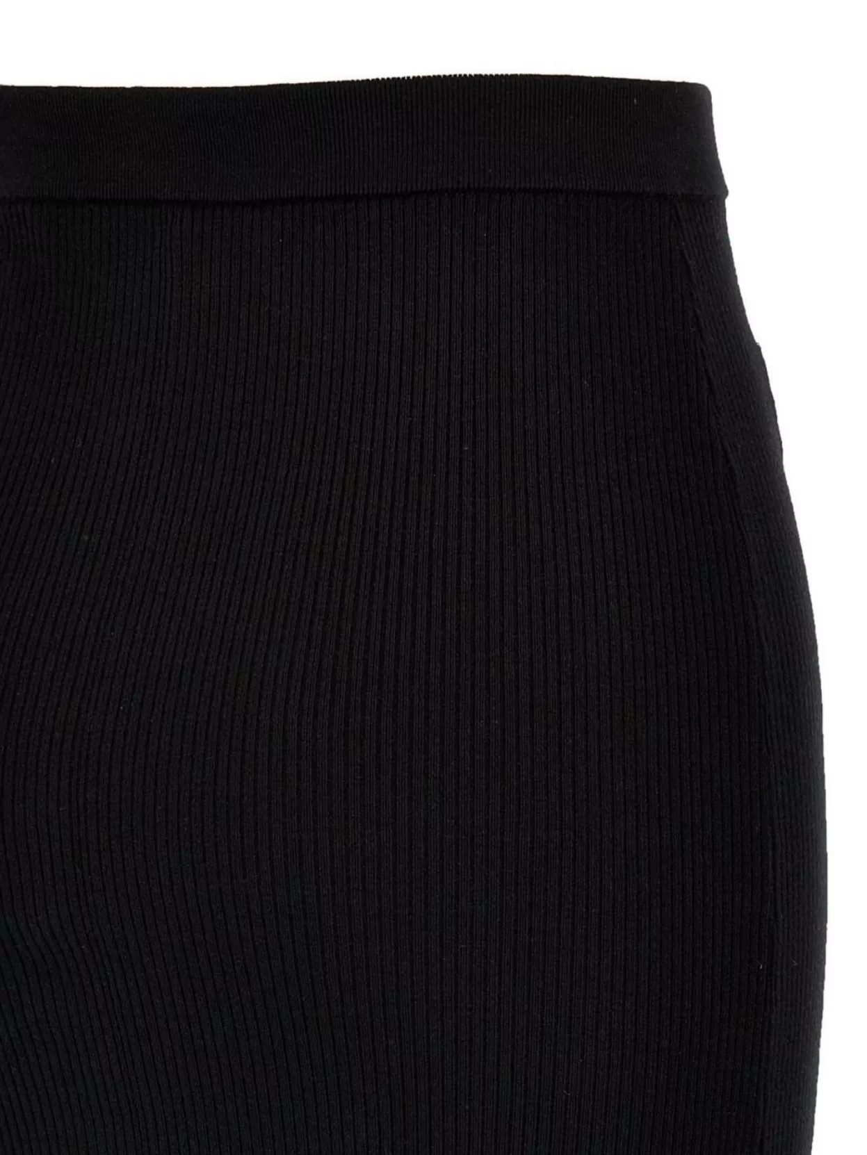 Alessandra Rich Ribbed Texture Midi Skirt With Front Slit