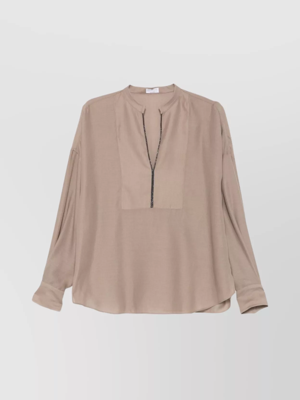 Brunello Cucinelli Relaxed Fit Blouse V Neck Detail In Brown