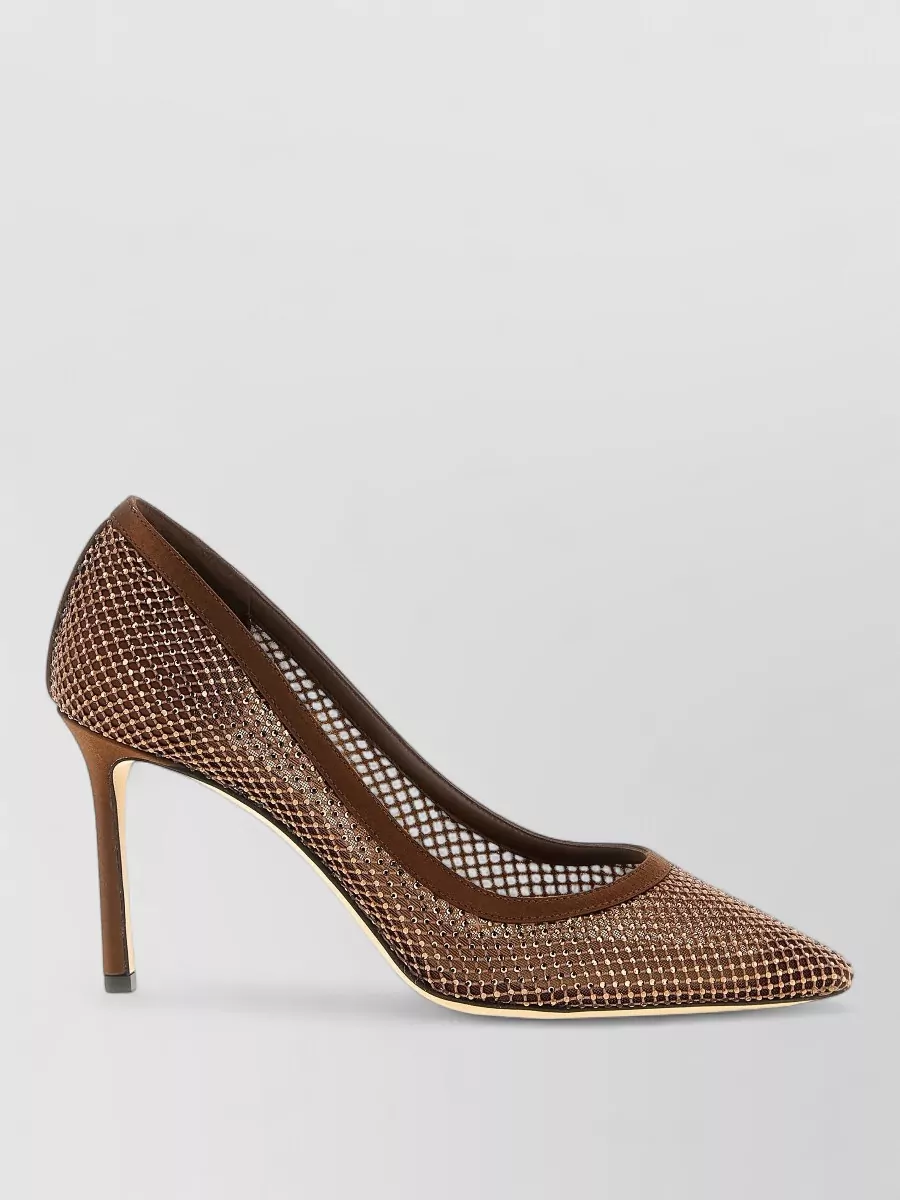 Jimmy Choo Mesh Pumps Pointed Toe Mid Heel Design