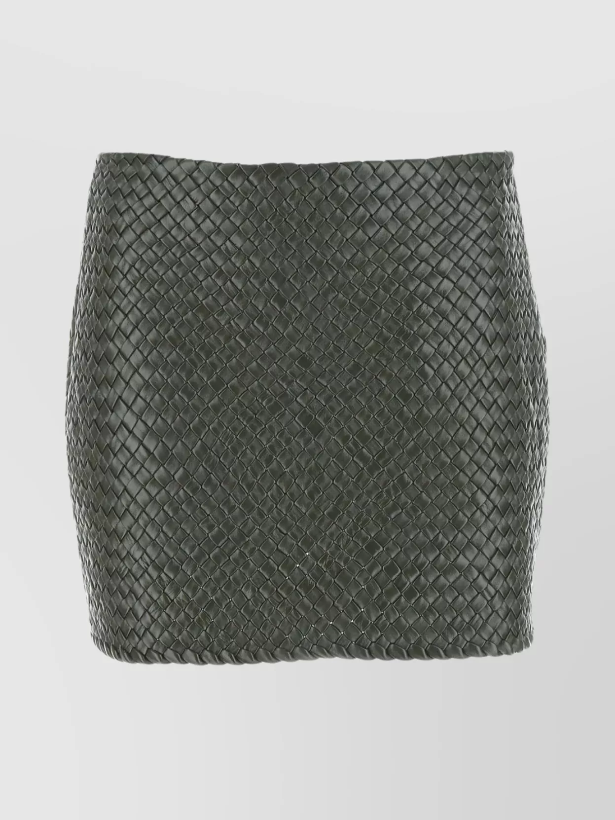 Shop Bottega Veneta Woven Texture Leather Mini Skirt