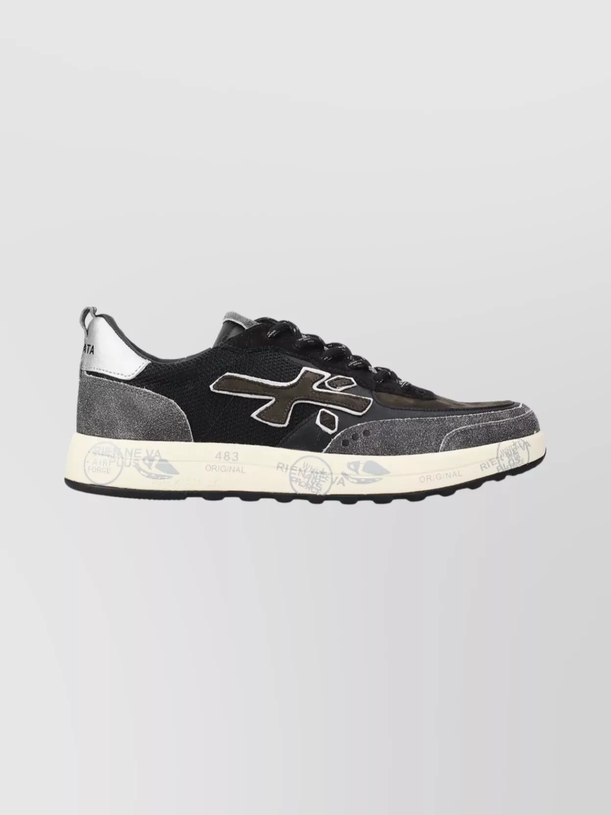 Premiata Mesh And Suede Round Toe Sneakers