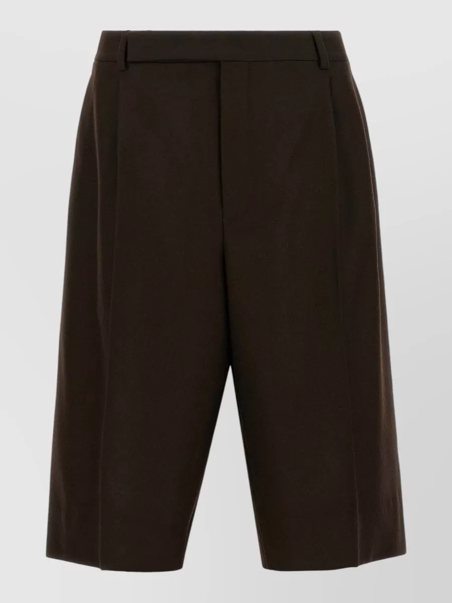 Saint Laurent wool flannel mid-rise straight-leg bermuda shorts