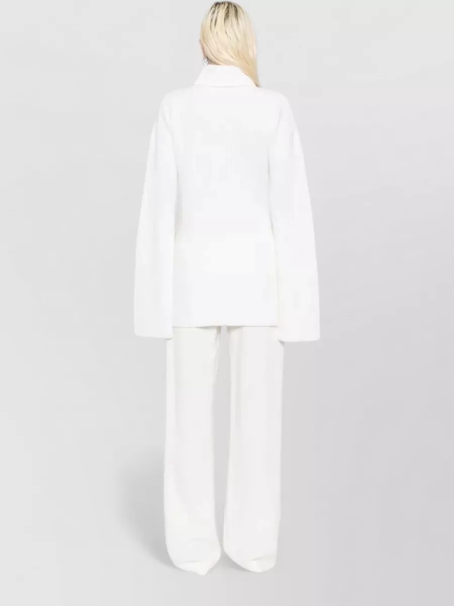 Totême Wool Ribbed High-Neck Slit-Sleeve Sweater