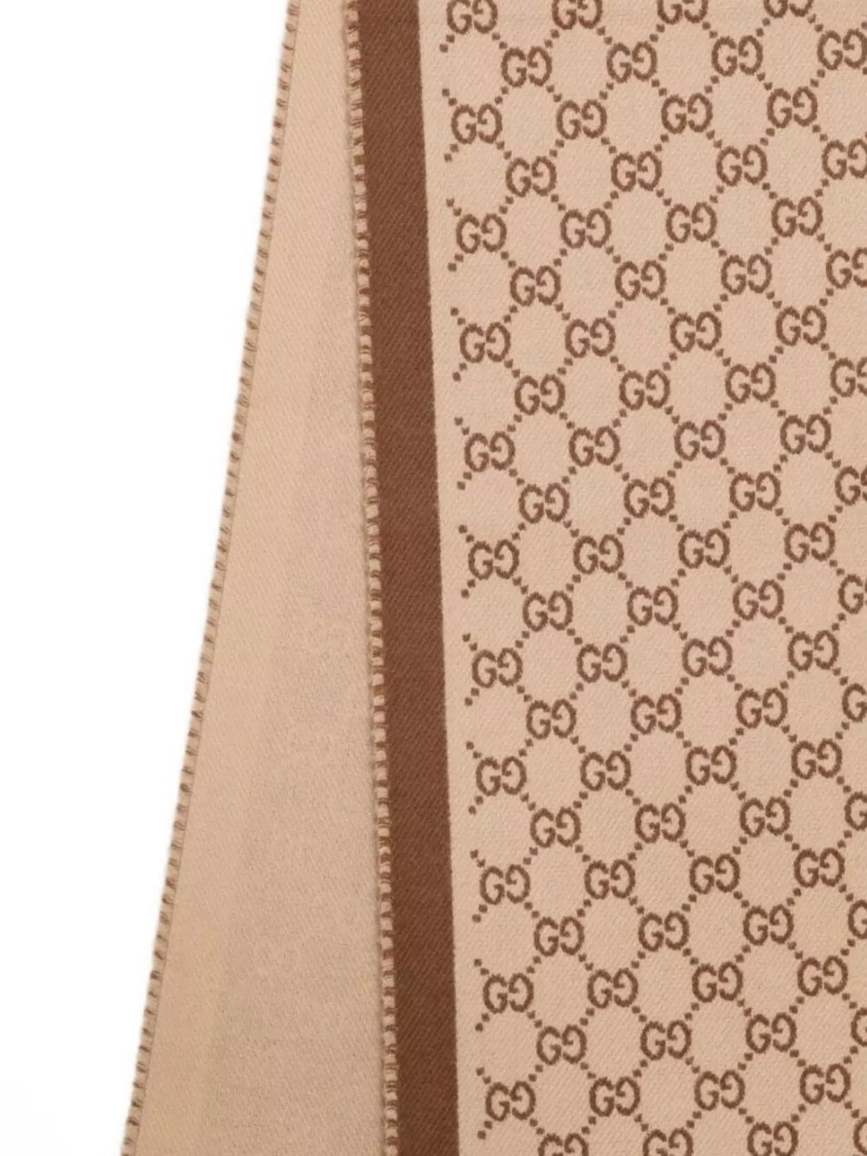 Gucci Reversible Wool Scarf Fringed Edges