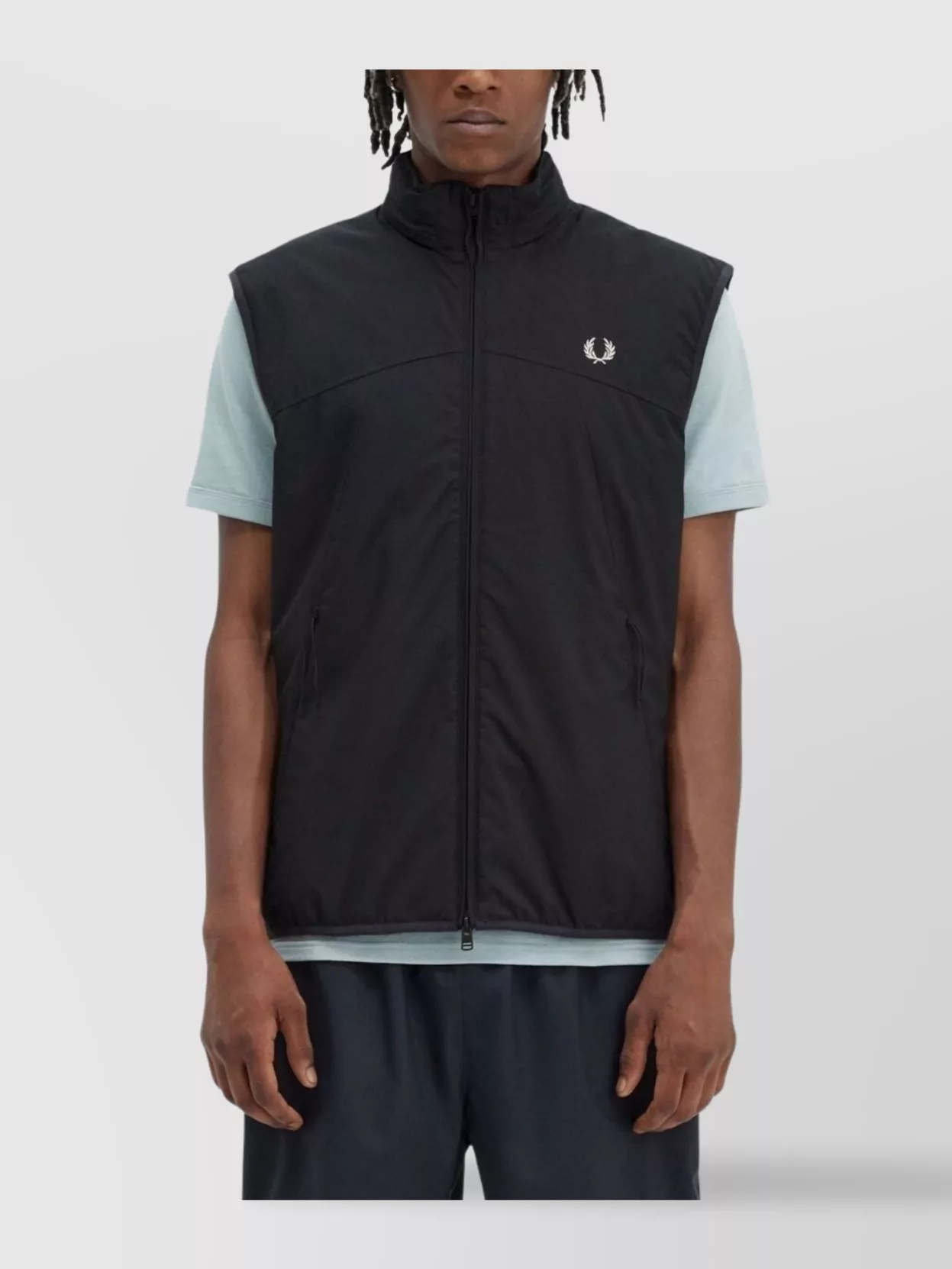 Fred Perry Logo Sleeveless Vests High Collar