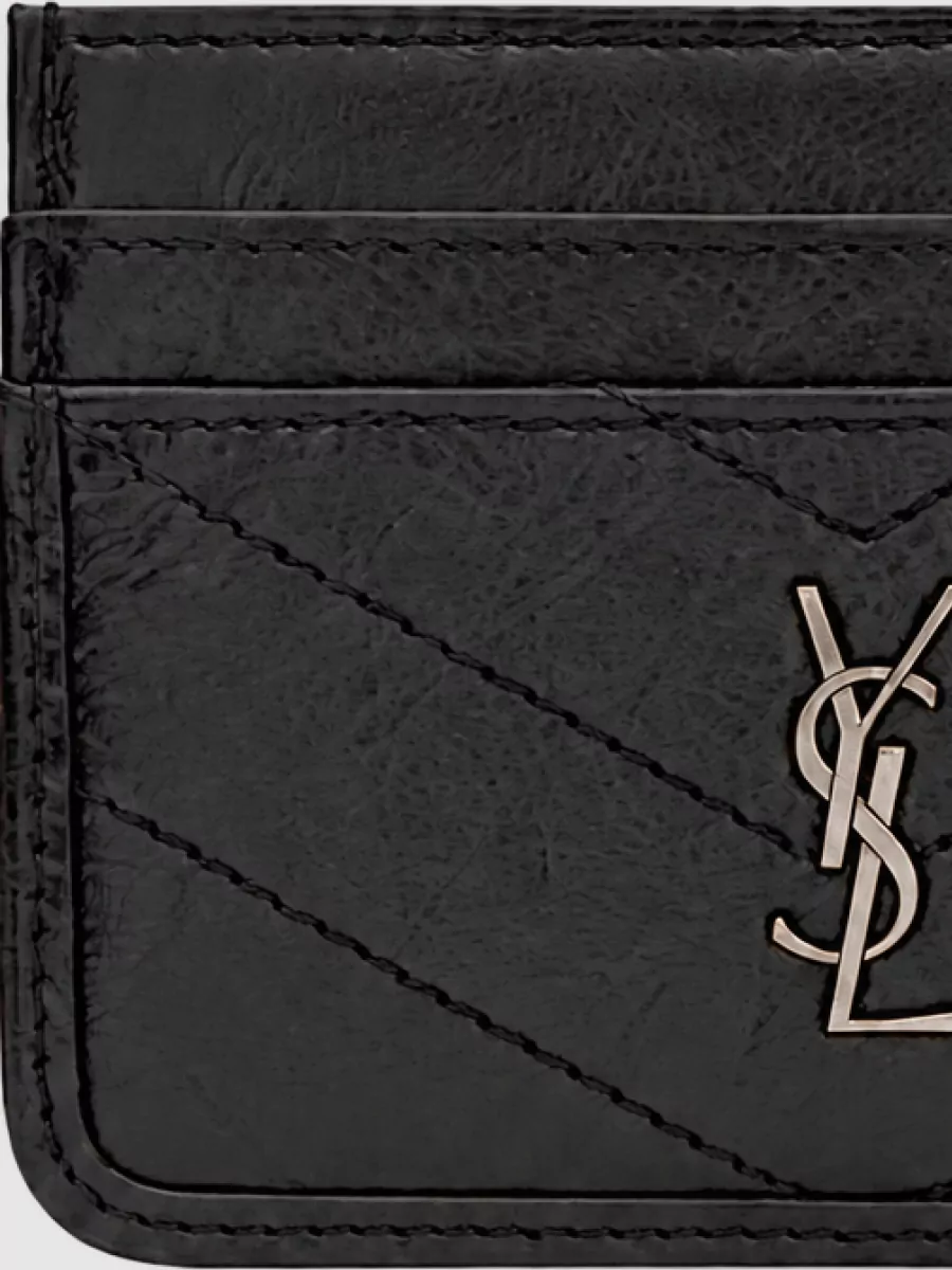 Saint Laurent leather quilted card holder
