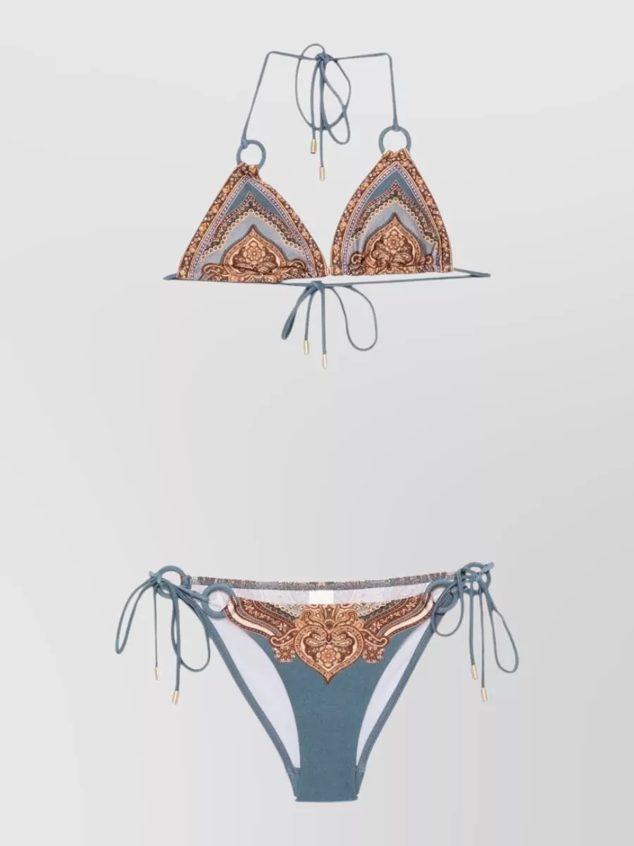 Zimmermann Paisley-print triangle bikini set