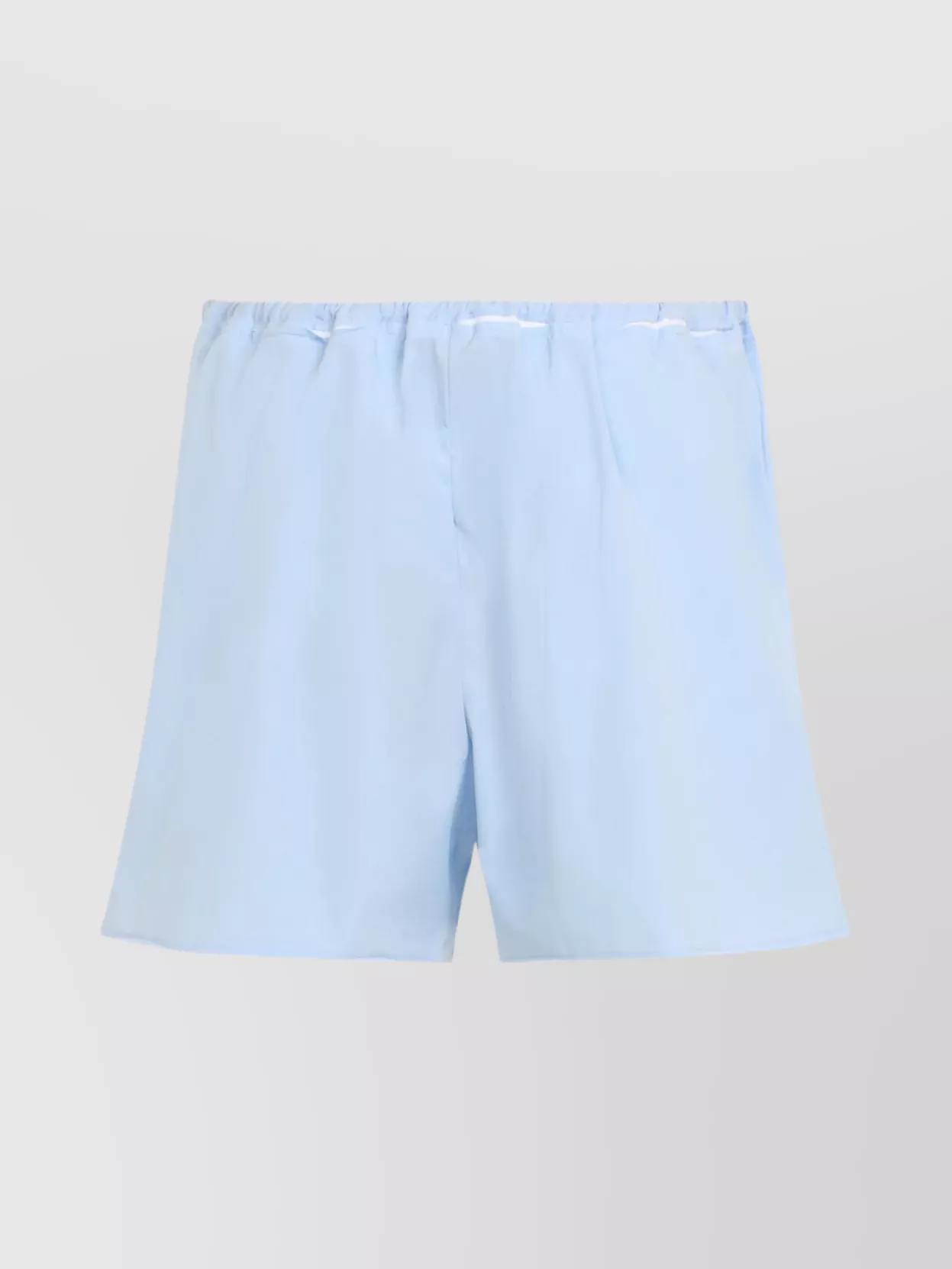 Miu Miu Poplin Cotton Shorts Raw Edges In Blue